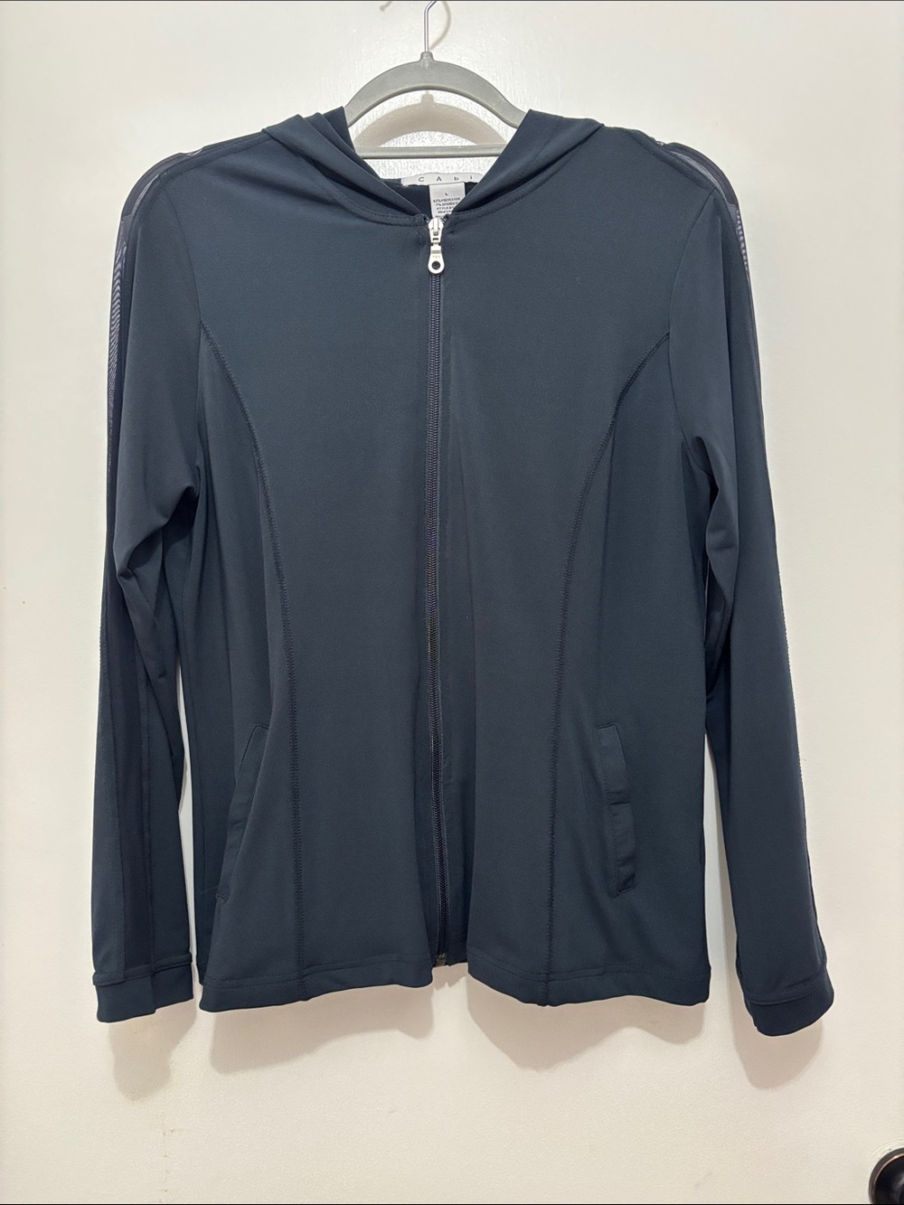 CAbi Women's Lightweight Hooded Zip Jacket - Black Sz L